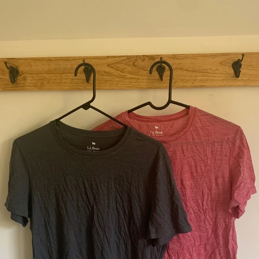 Set of two L.L. Bean Merino Wool Crew Neck T-Shirts - Picture 1 of 4